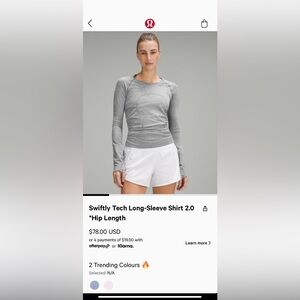 Lululemon Swiftly Tech Long Sleeve 2.0